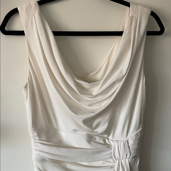 WHITE HOUSE BLACK MARKET cream cowl neck draped dress 6 - Picture 3 of 6